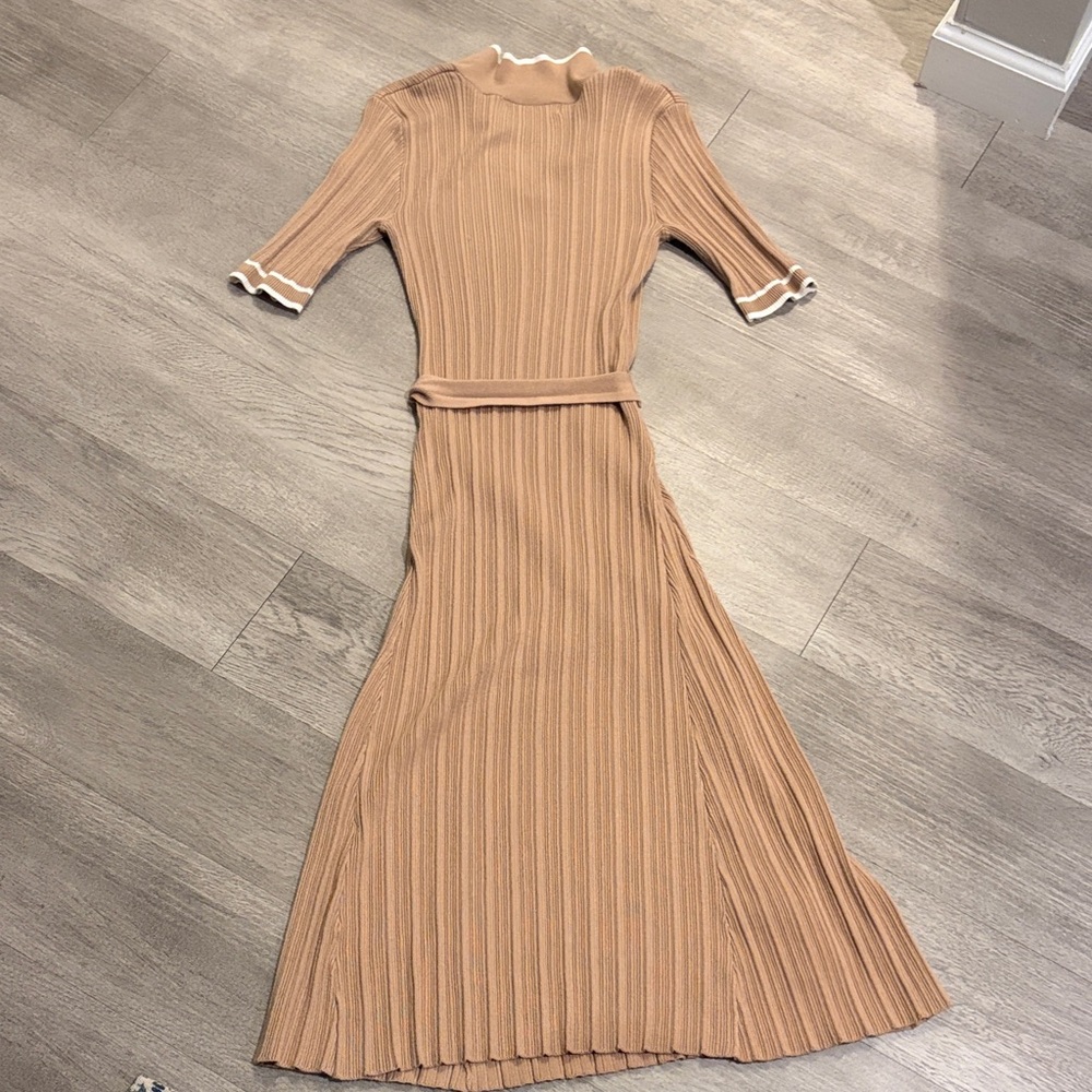 Chic Tan Long Sleeve Dress - Picture 3 of 3